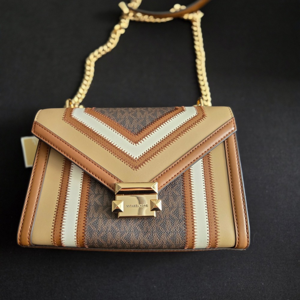 Michael Kors Whitney Medium Flap Shoulder Bag Brown Multi 35R4GWHL6Y